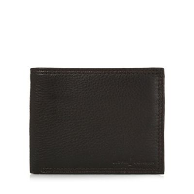 Brown grained leather billfold wallet in a gift box